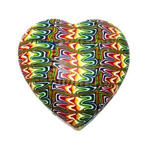 Vntg 90s Rainbow Heart Trinket Box –Polymer Clay Style Lidded Dish, Trippy Retro